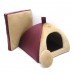 Хатка юрта для котів і собак Хутро бордовий №2 46х46х35 см 