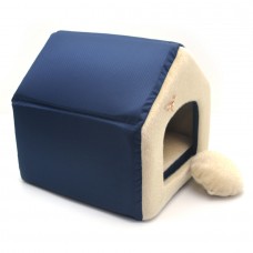 Хатка для собак і котів Хутро синій №1 300х330х330 мм
