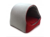 Будка для котів і собак  Геросс №1 36х32х32 см сірий+червоний 