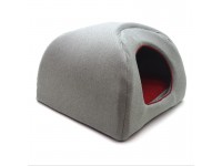 Хатка юрта для котів і собак  Геросс №2 41х41х37 см сірий+червоний 