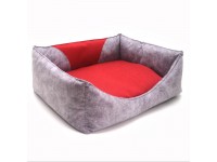 Лежак для котів і собак  Фокс прямокутний сірий+червоний №1 30х40х21 см