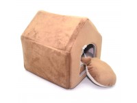 Хатка для собак і котів  Плюш коричневий №1 300х330х330 мм